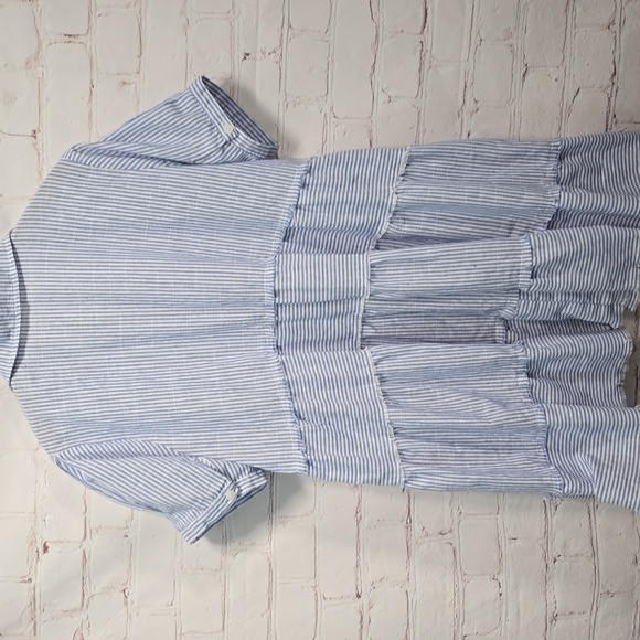Blue and White Striped Layered Dress Womens Size L - Picture 8 of 10